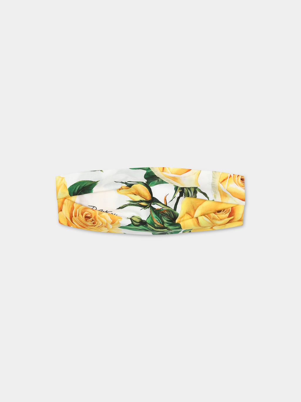 White hair band for girl with flowering pattern